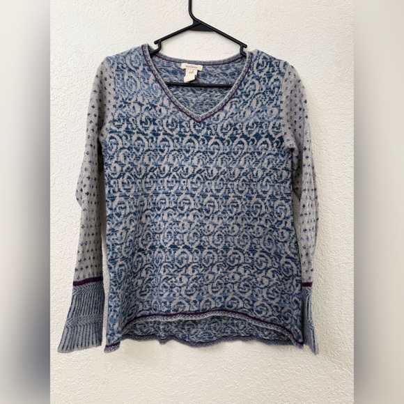 Sundance Lambswool Blue and Gray Patterned Women's Soft Sweater - S - Picture 1 of 8